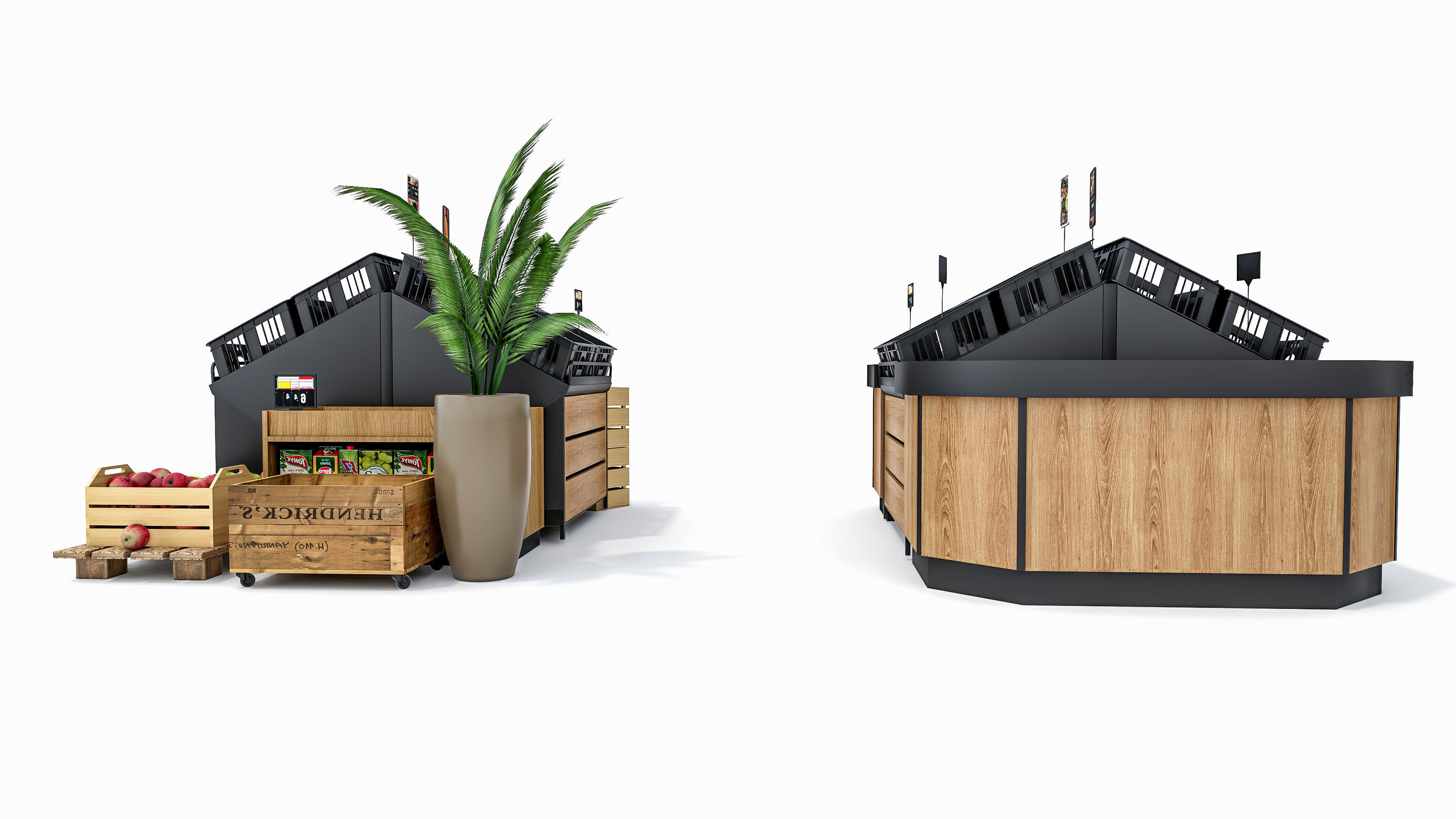 Fruits and vegetables Supermarket  Grocery store showcase 3D model_17