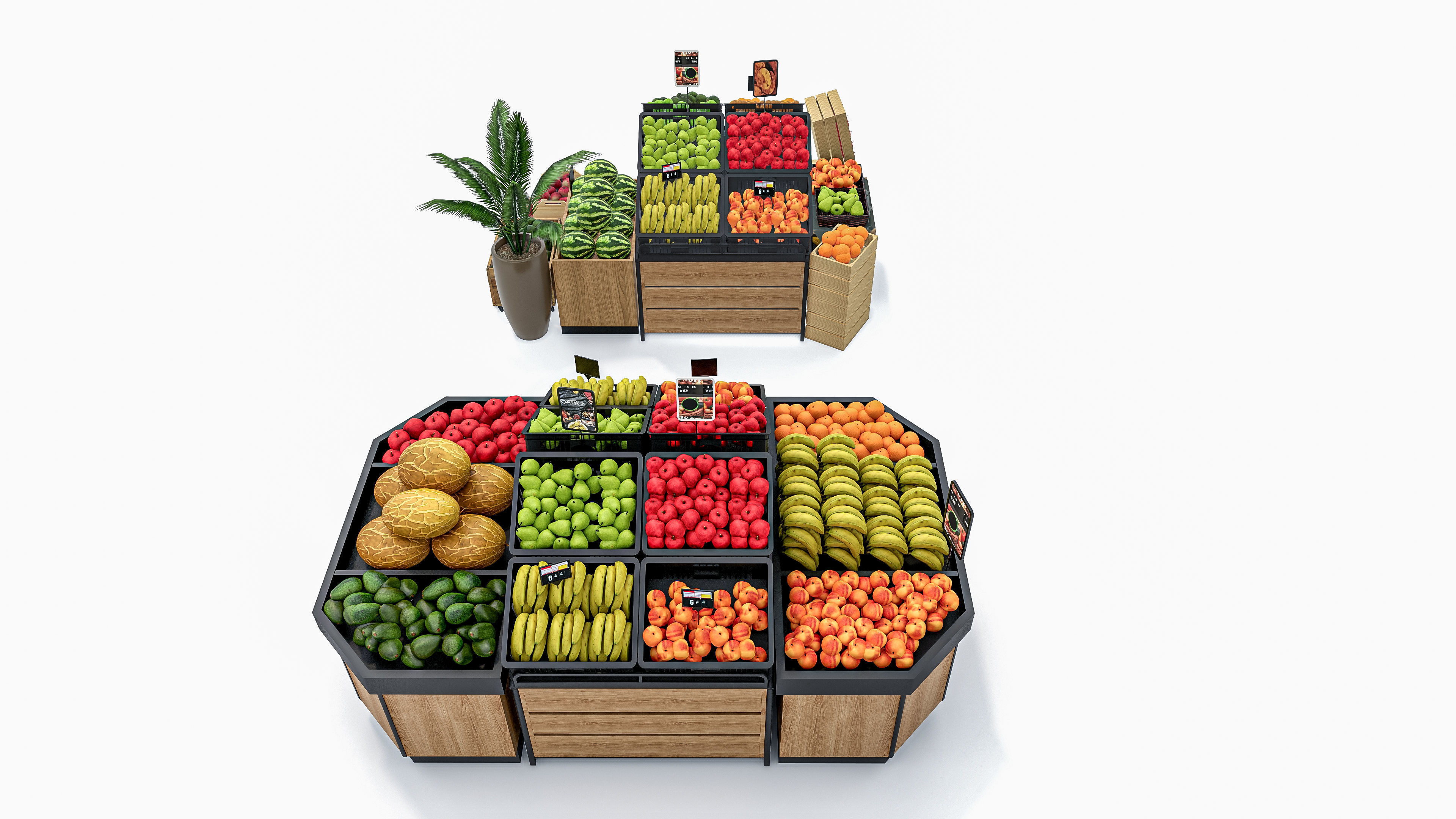 Fruits and vegetables Supermarket  Grocery store showcase 3D model_4