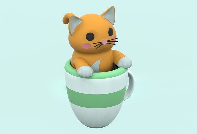 Cat in a mug  3D print model