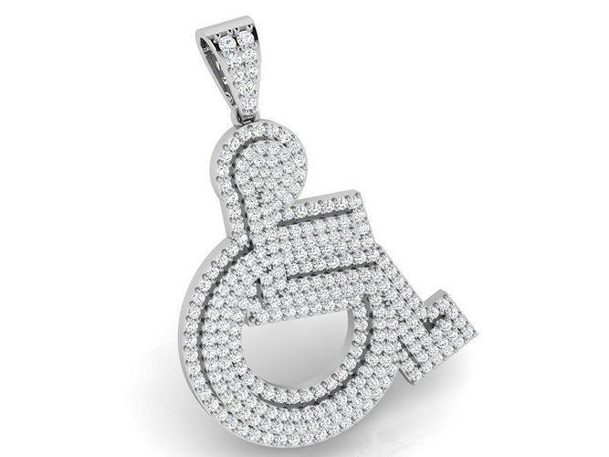 Wheelchair French Pave Pendant 4083 3D print model