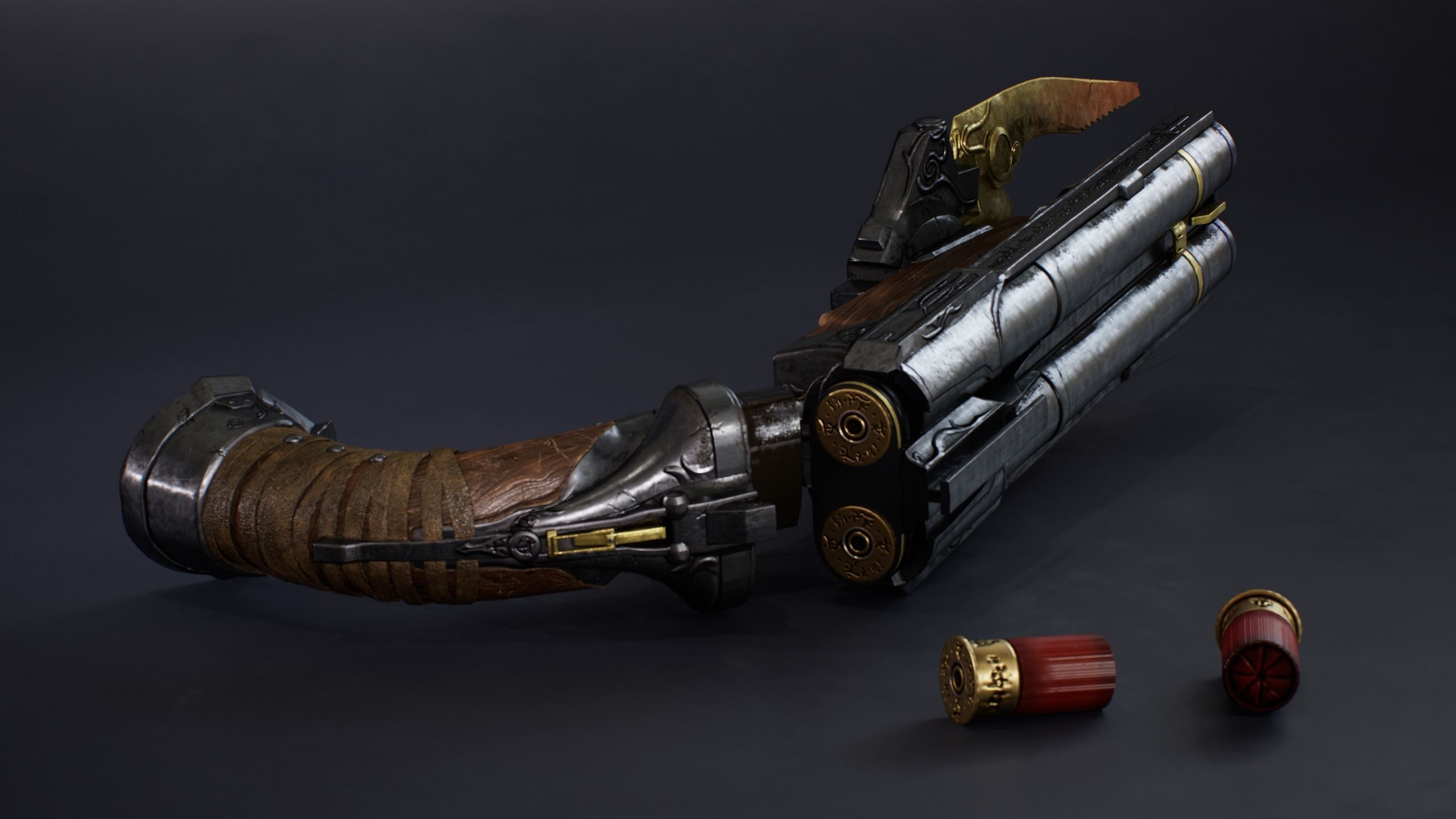 Double Barrel Shotgun Low-poly 3D model_2