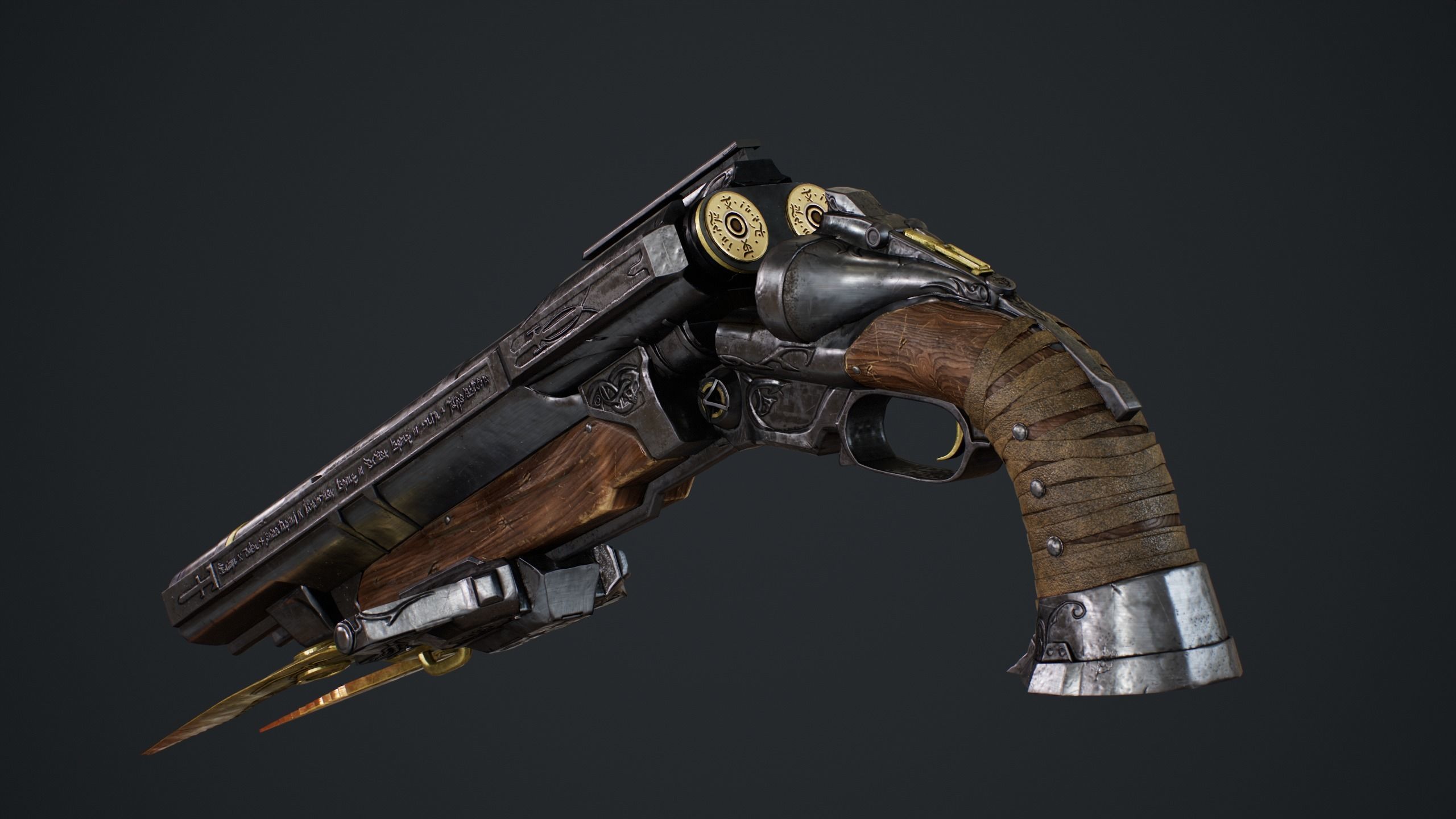 Double Barrel Shotgun Low-poly 3D model_3