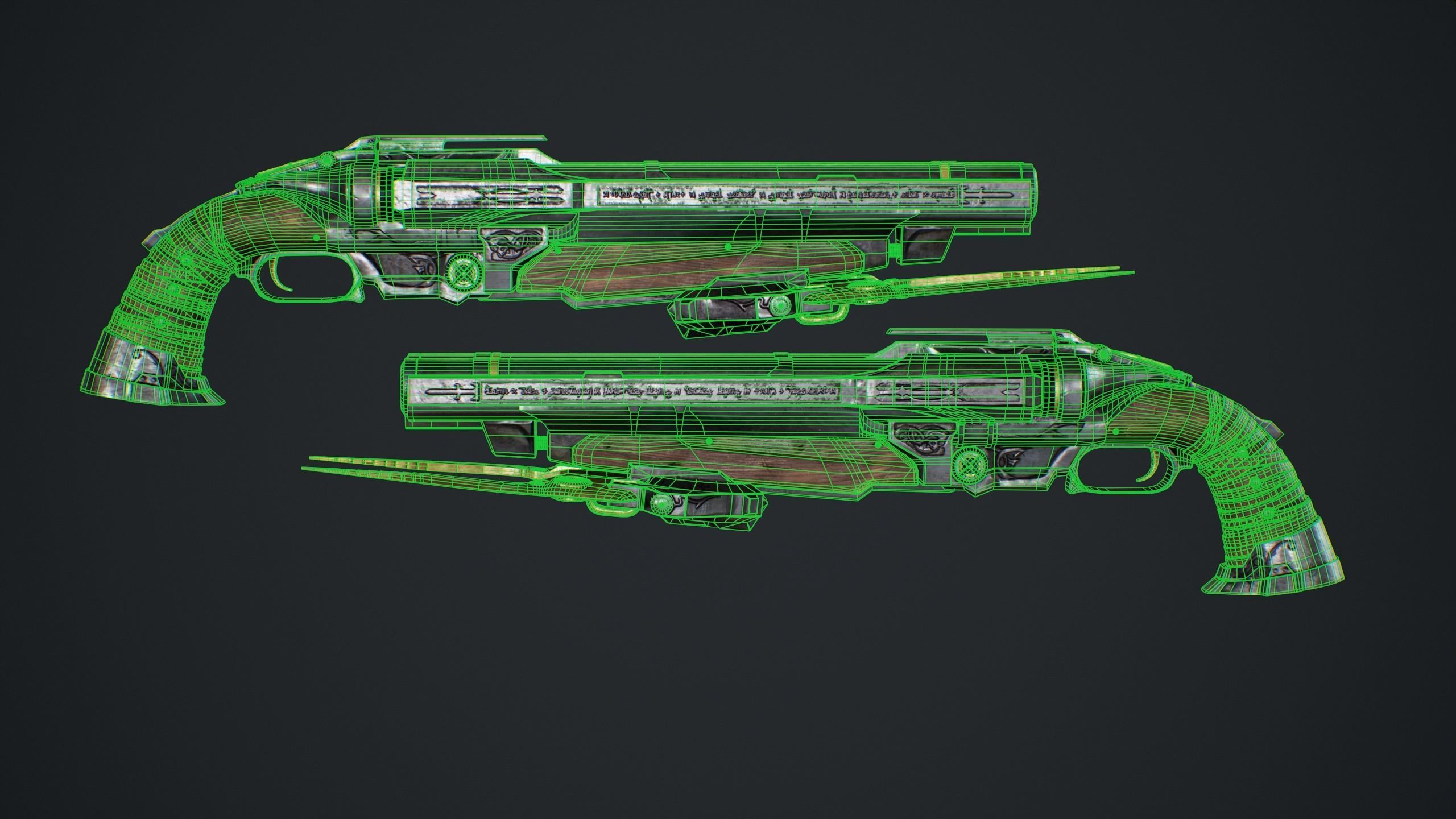 Double Barrel Shotgun Low-poly 3D model_5