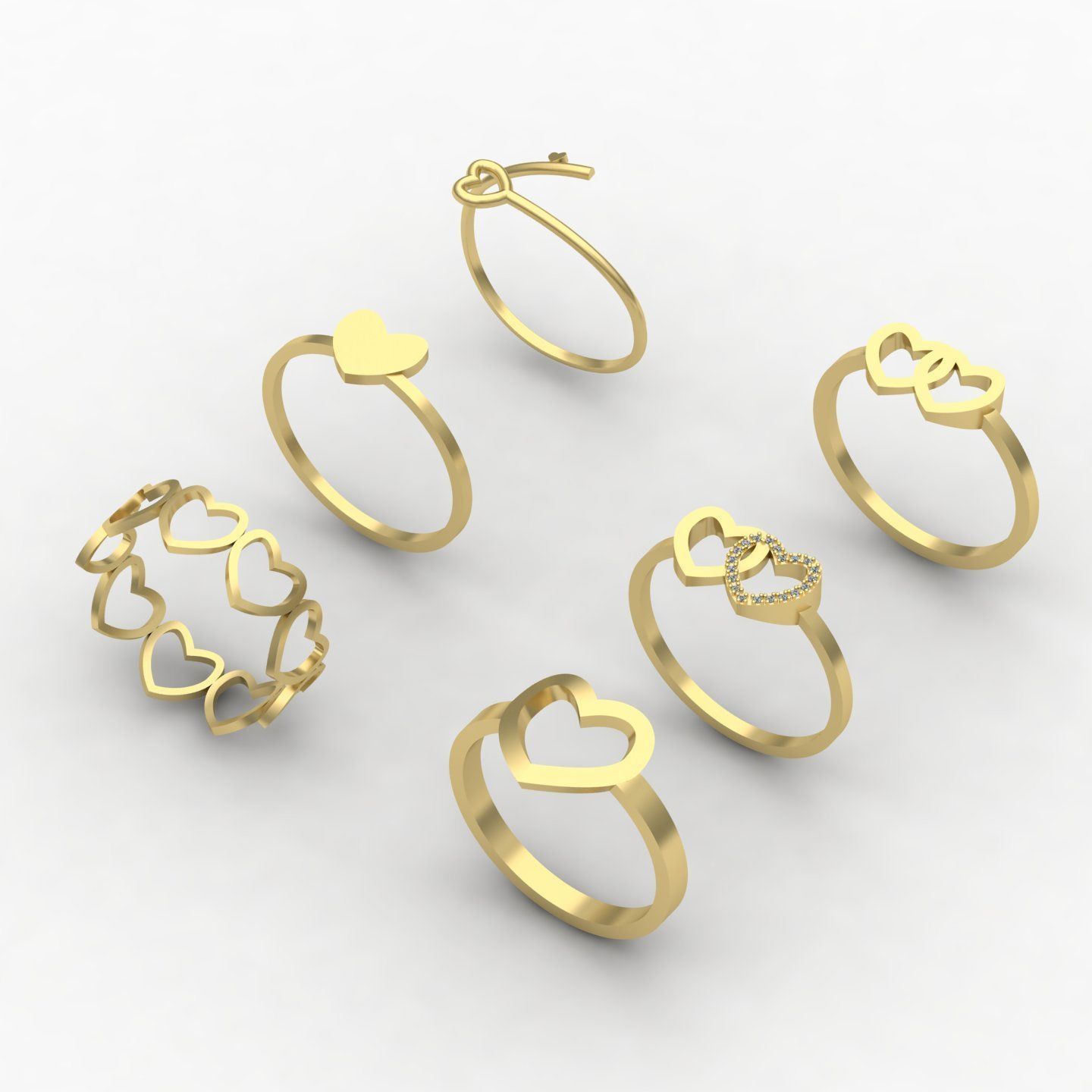Heart rings 3D print model_27