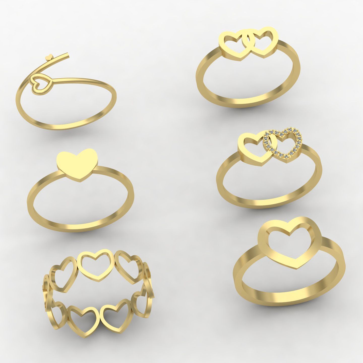 Heart rings 3D print model_1