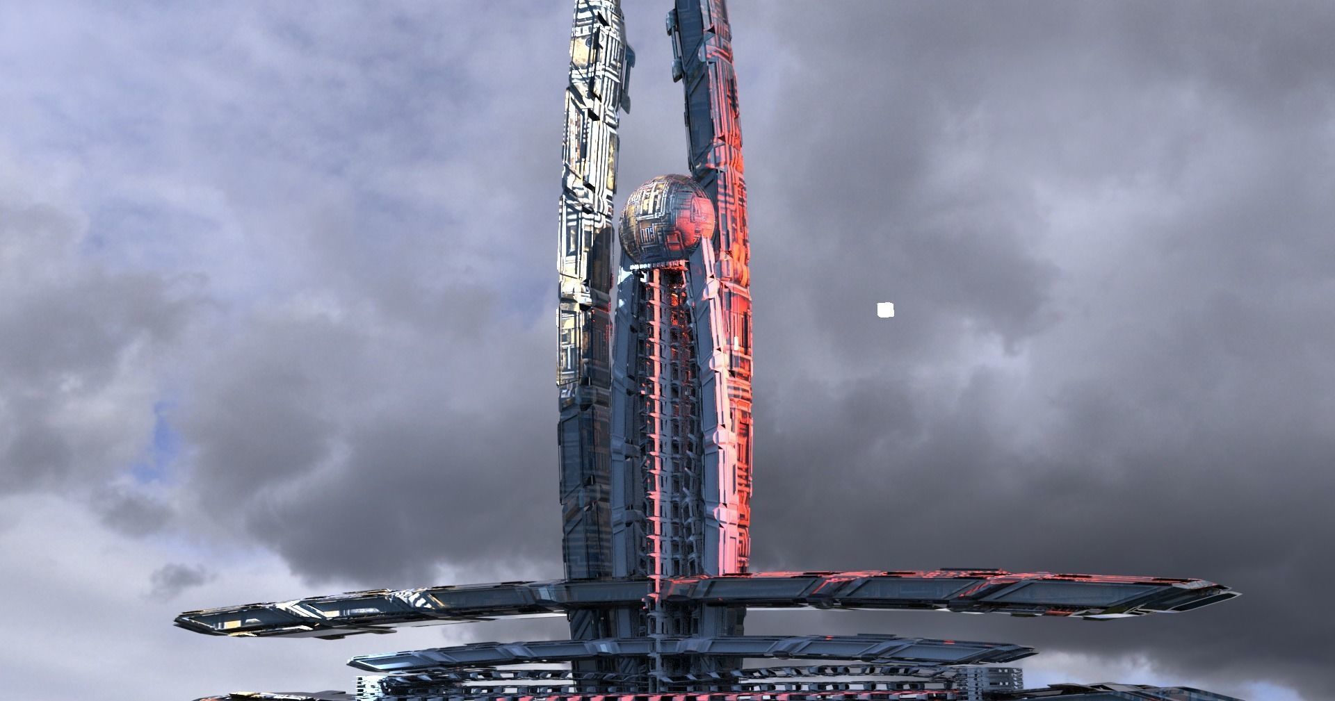 Dark Cyberpunk Telagraph tower Low-poly 3D model_1