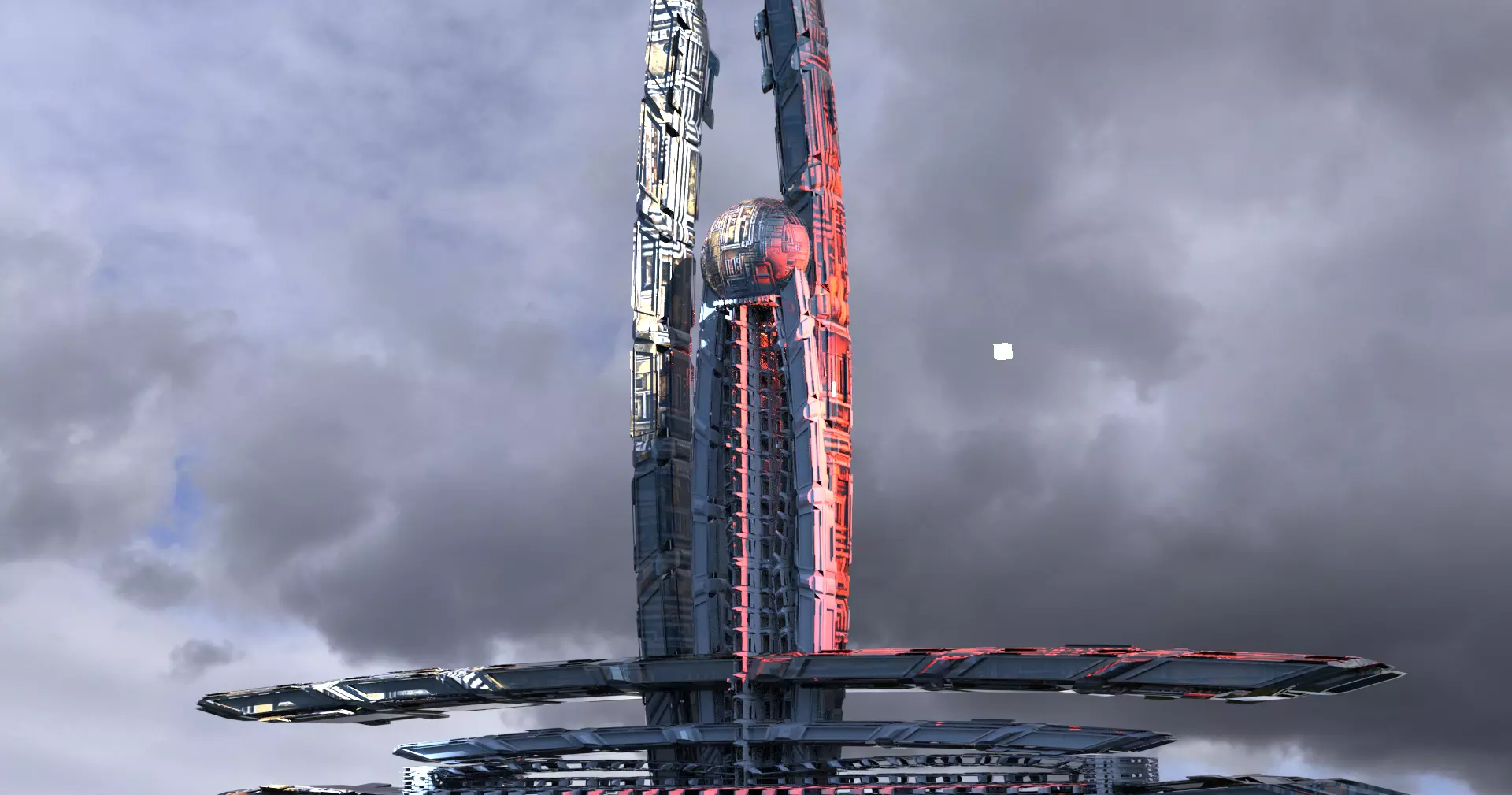 Dark Cyberpunk Telagraph tower Low-poly 3D model_0