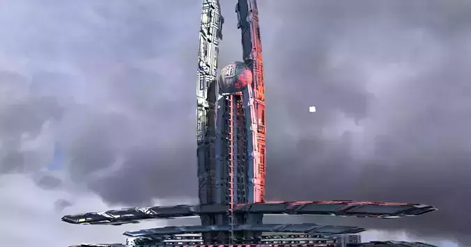 Dark Cyberpunk Telagraph tower