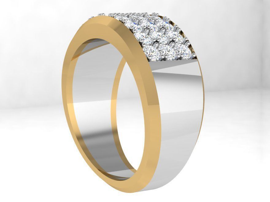 3 Row Diamond Ring 4104 3D print model_1