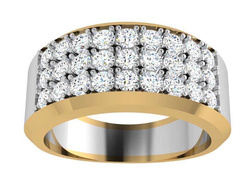 3 Row Diamond Ring 4104 3D print model_2