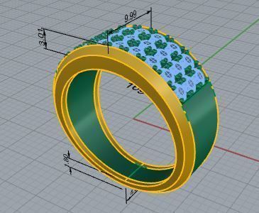 3 Row Diamond Ring 4104 3D print model_7