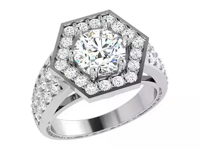 Hexagonal Halo Ring 4106