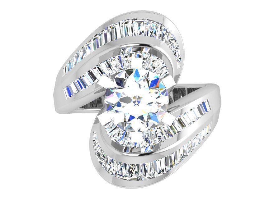 Round Diamond Tension Ring 4108 3D print model_3