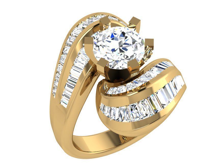 Round Diamond Tension Ring 4108 3D print model_2