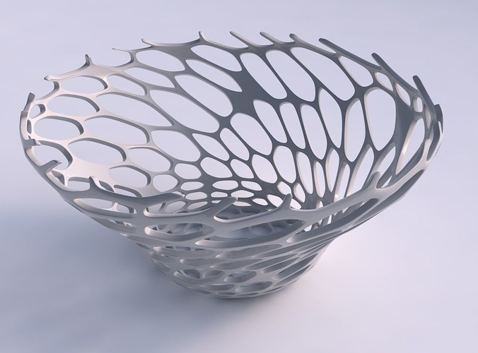 Bowl wide and twisted with cracked organic lattice 2