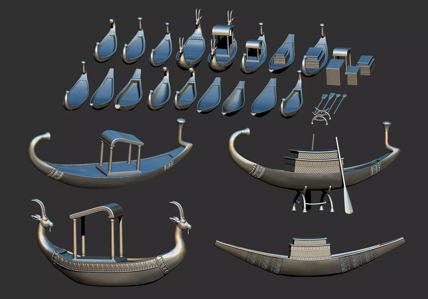 Ancient Egyptian Boats Ships 3d printable models collection 3D print model_0