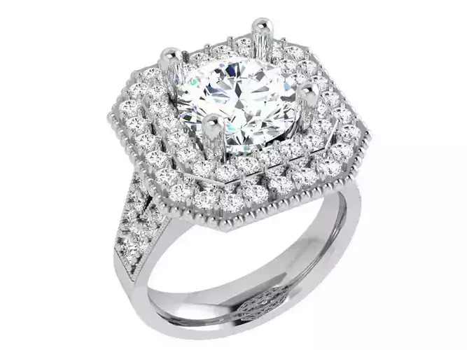 Octagonal Double Halo Ring 4111