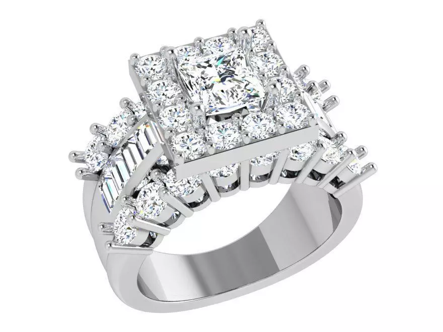 Princess Diamond Luxury Ring 4113 3D print model