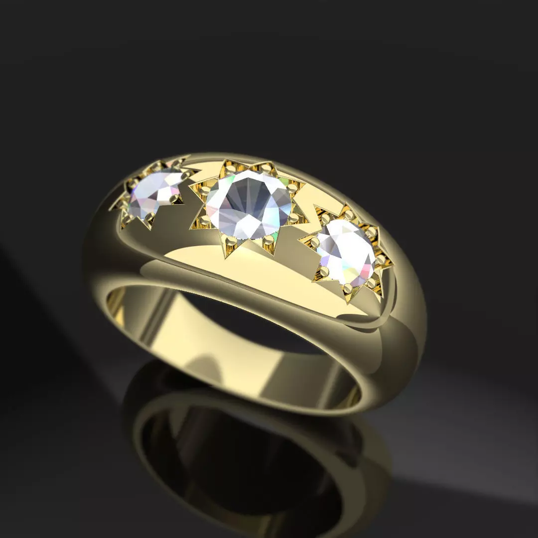 gypsy style ring cz diamond ring 3D print model