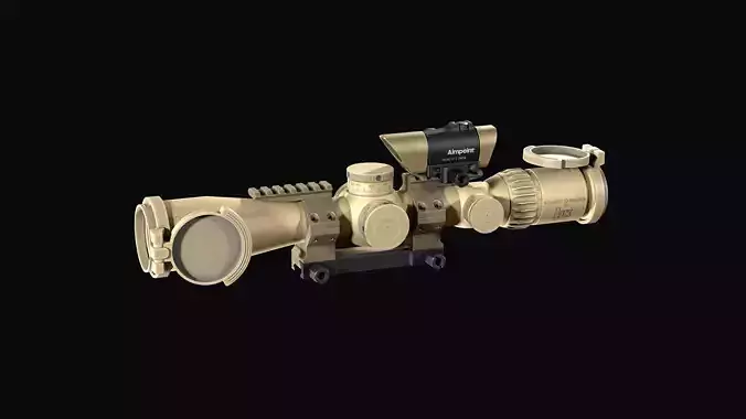 Rifle scope SCHMIDT BENDER 3-20 with Red Dot aimpoint Micro H2 Low-poly 3D model