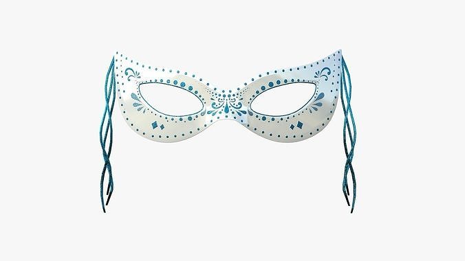 Carnival Mask A10 White Blue - Costume Character Design Low-poly 3D model