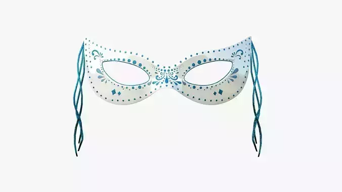 Carnival Mask A10 White Blue - Costume Character Design Low-poly 3D model