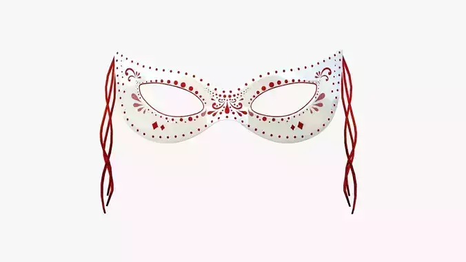Carnival Mask A11 White Red - Costume Character Design Low-poly 3D model