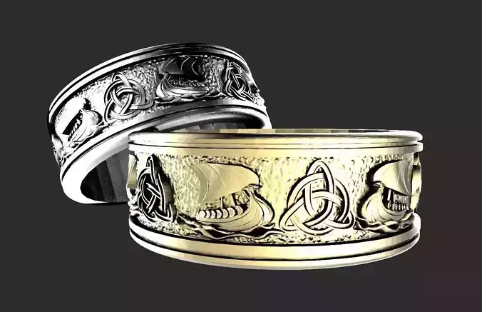 Viking ship ring 3D print model