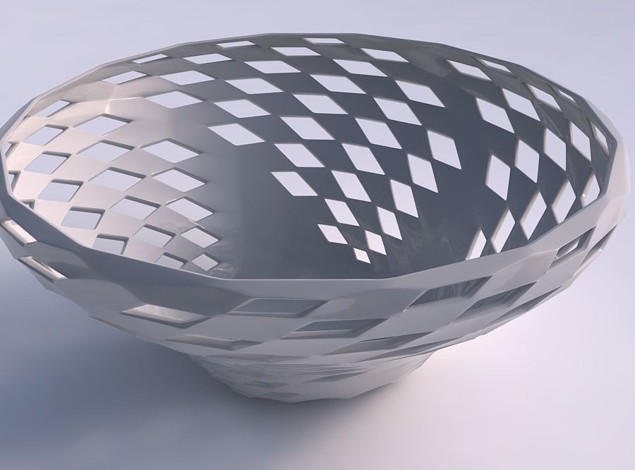 Bowl wide and twisted with checker grid lattice 2 3D print model_0