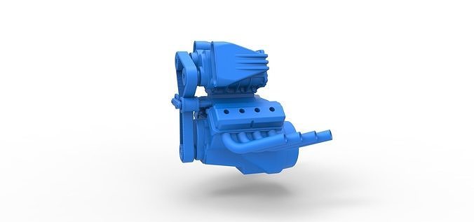 Engine V8 with double supercharger Version 7 Scale 1 to 25 3D print model
