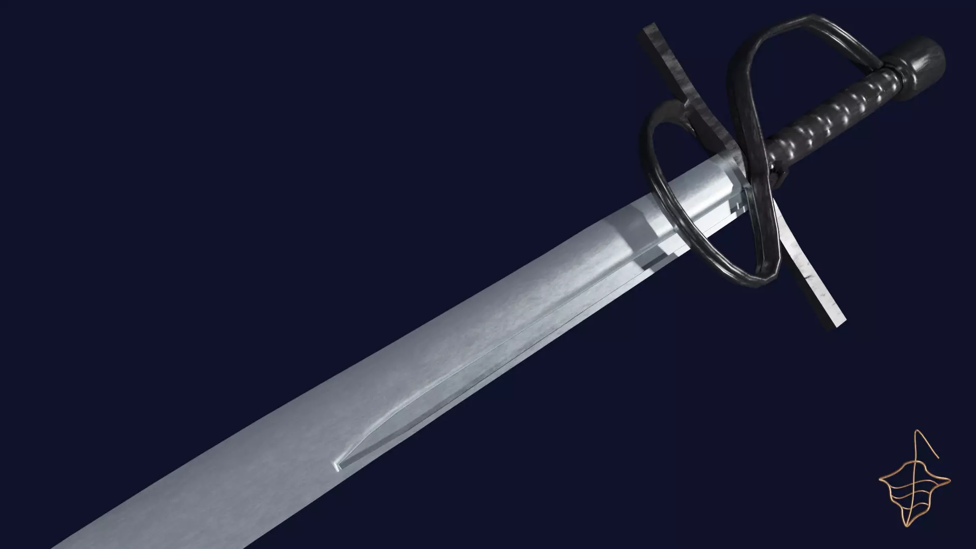 Falchion sword with Flamberge handle Low-poly 3D model