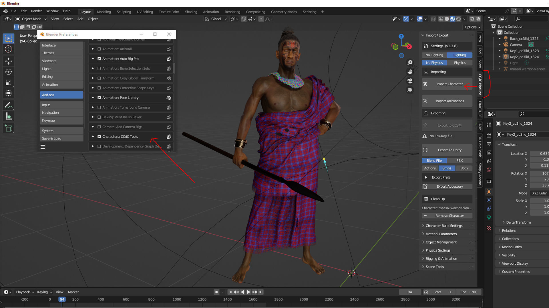 maasai warrior High quality character full Rigged and Animated 3D model_4