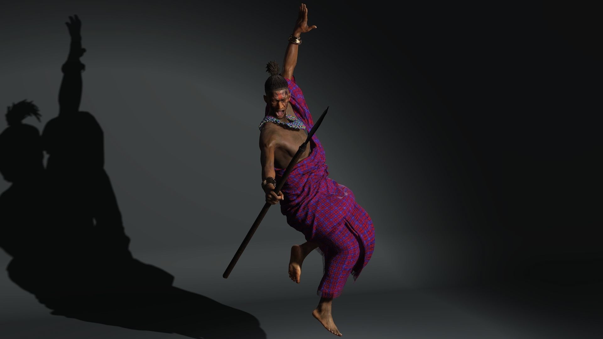 maasai warrior High quality character full Rigged and Animated 3D model_2