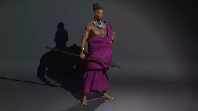 maasai warrior High quality character full Rigged and Animated 3D model