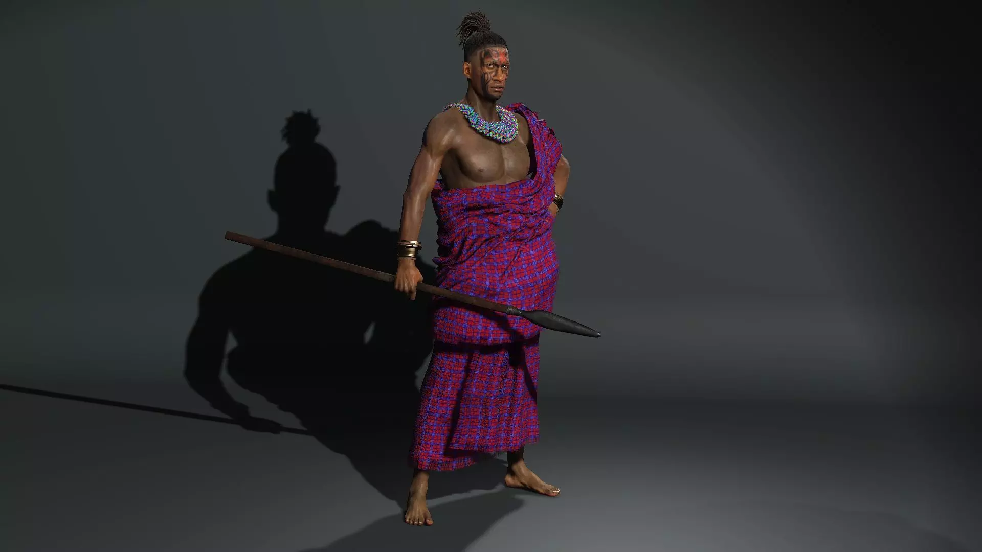 maasai warrior High quality character full Rigged and Animated 3D model_0