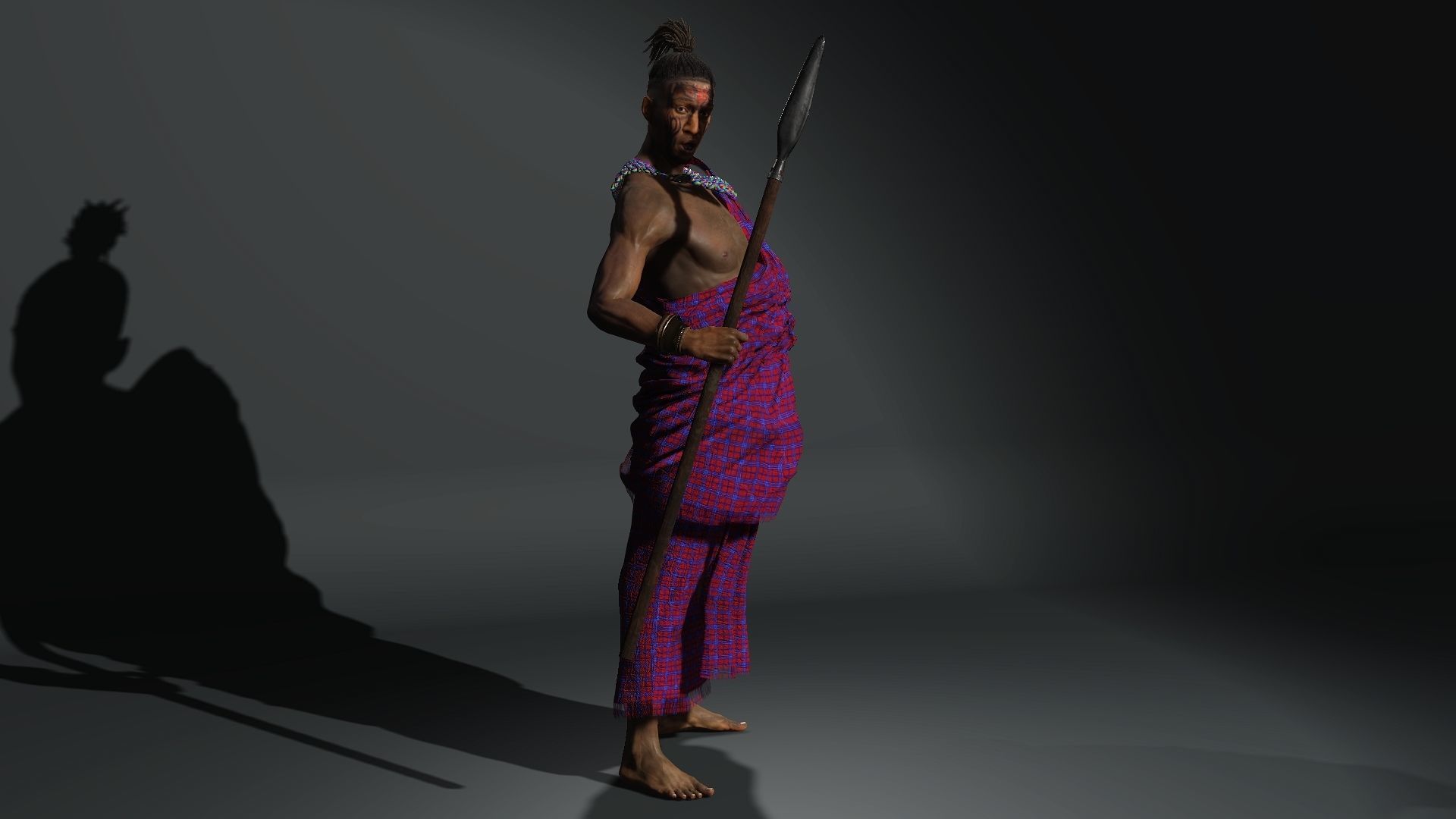 maasai warrior High quality character full Rigged and Animated 3D model_8