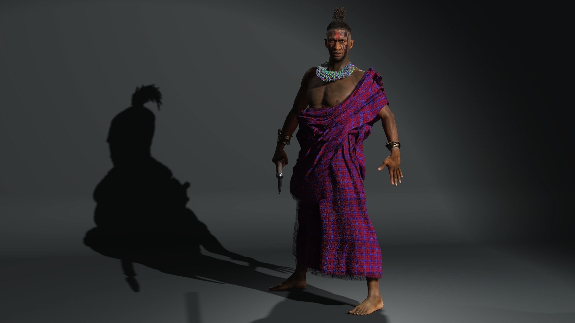 maasai warrior High quality character full Rigged and Animated 3D model_7