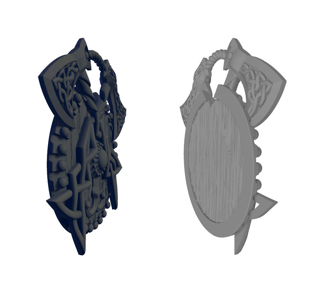 Viking pendant-Shield and axes-CAD design-3D model STL 3D print model_5