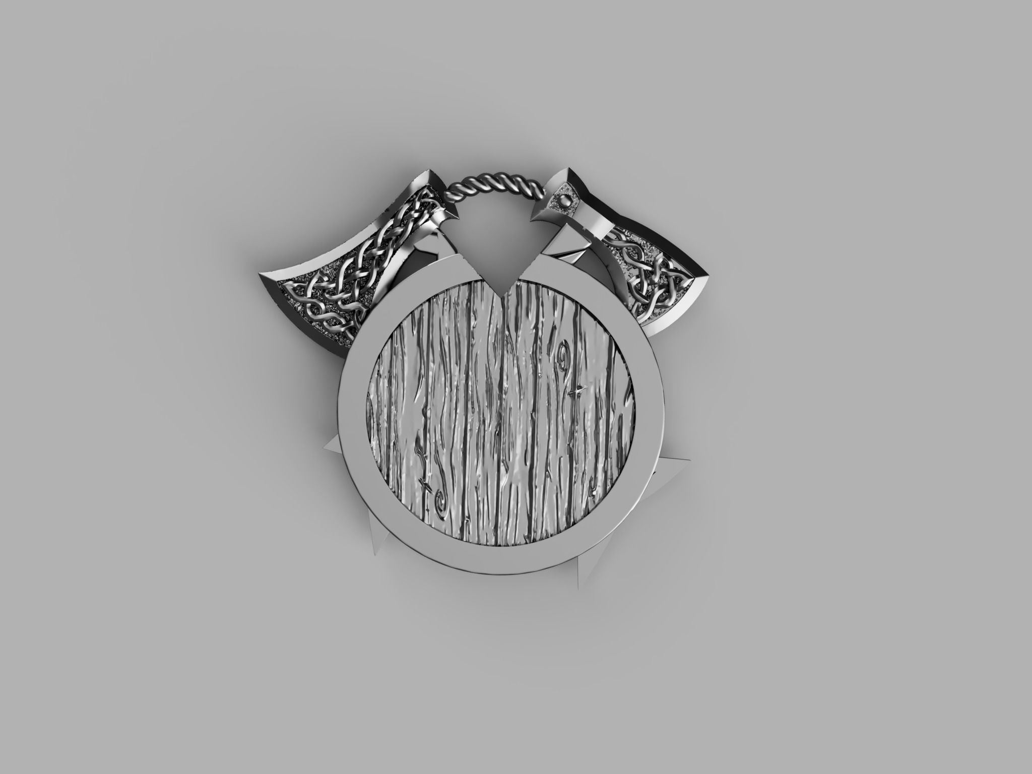 Viking pendant-Shield and axes-CAD design-3D model STL 3D print model_4