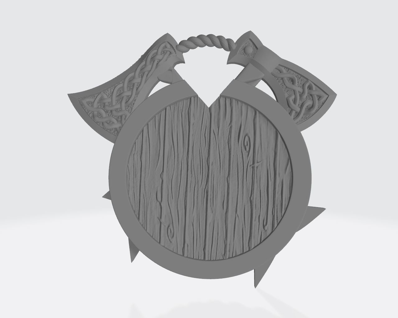 Viking pendant-Shield and axes-CAD design-3D model STL 3D print model_2