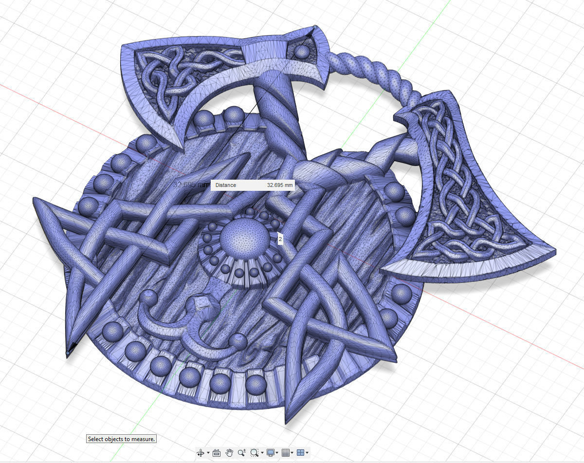 Viking pendant-Shield and axes-CAD design-3D model STL 3D print model_6