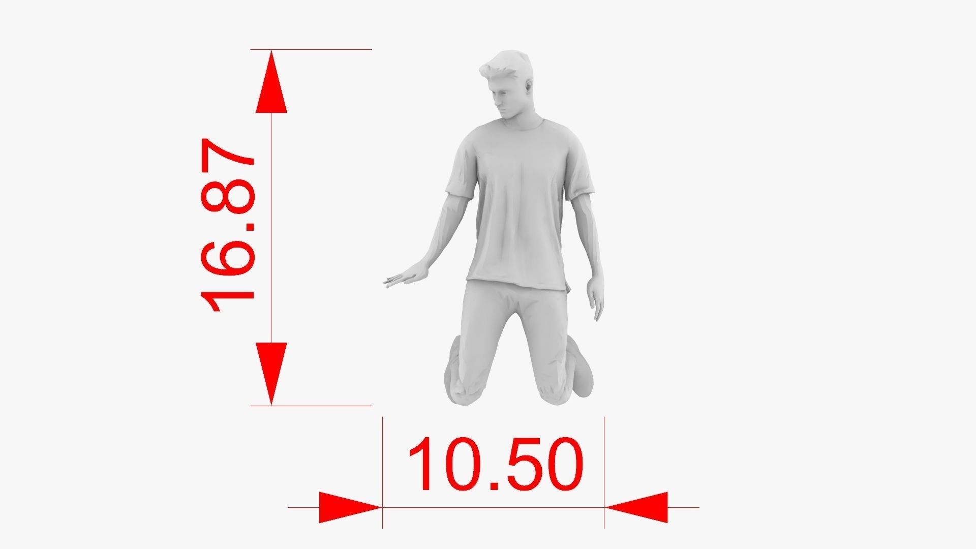 Boy Kneeling 3D print model_3