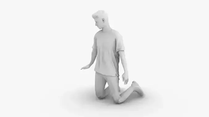 Boy Kneeling 3D print model