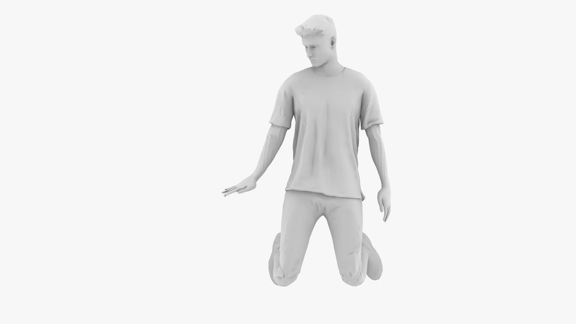 Boy Kneeling 3D print model_2
