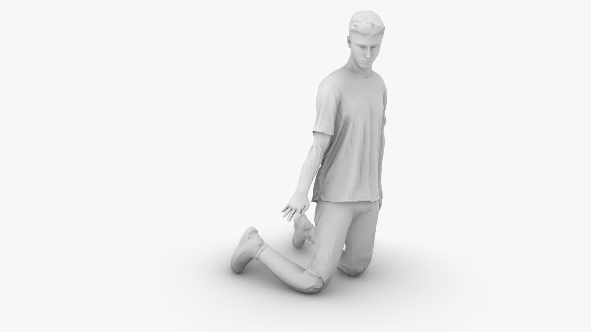 Boy Kneeling 3D print model_1