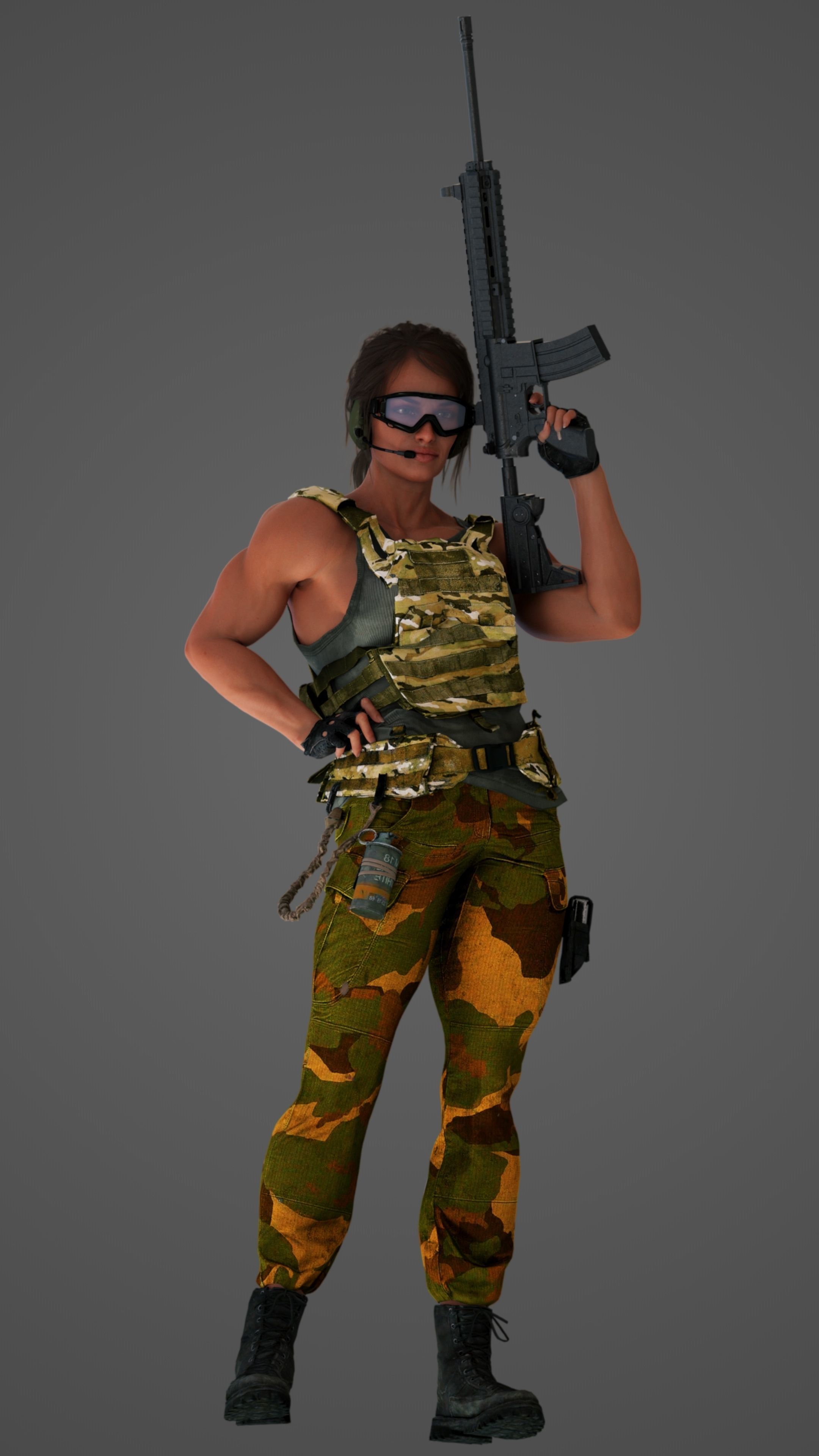 Female Military Soldier 3D model_10