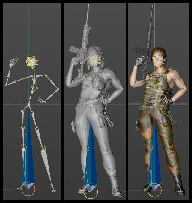 Female Military Soldier 3D model_9