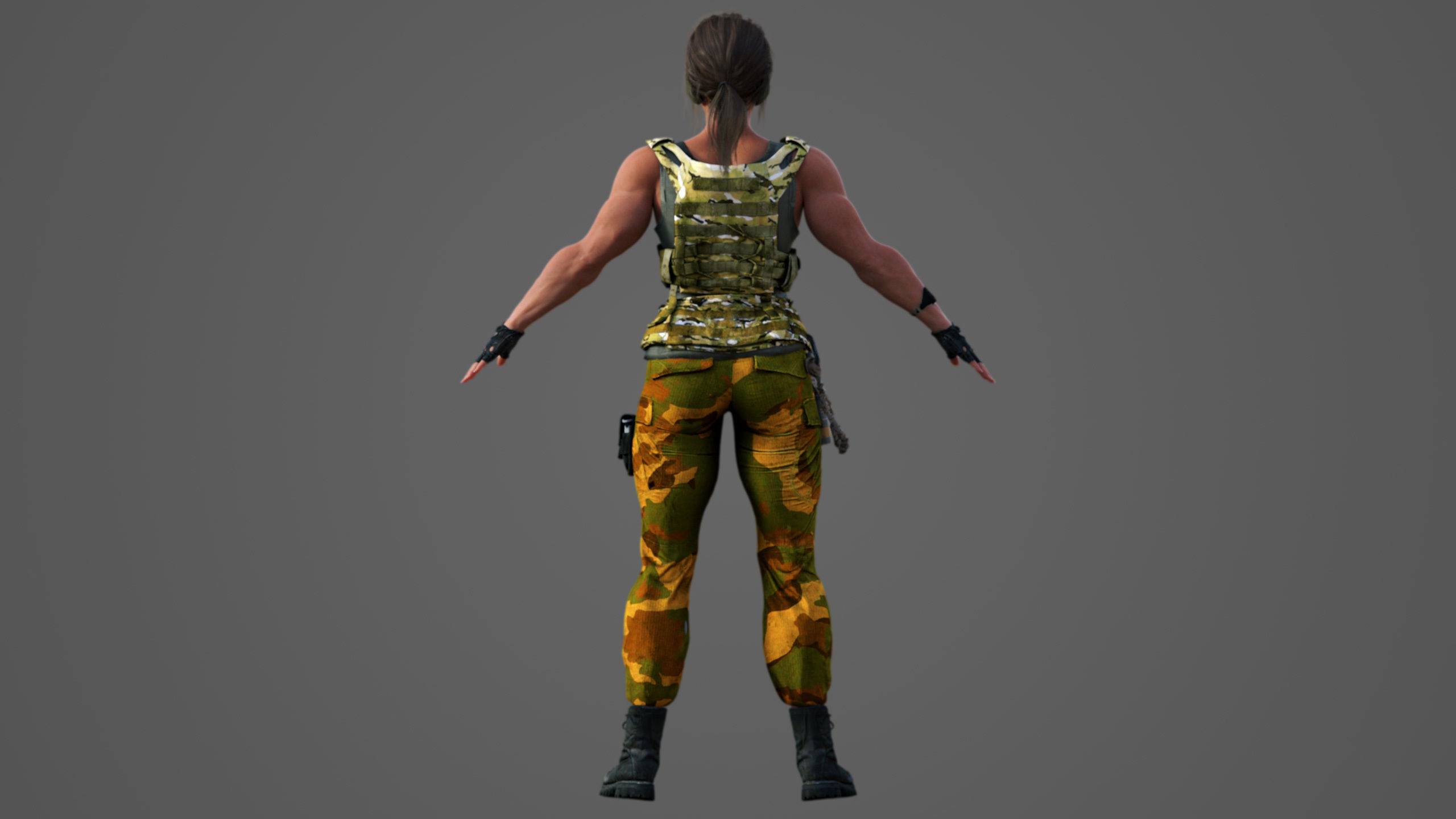 Female Military Soldier 3D model_7