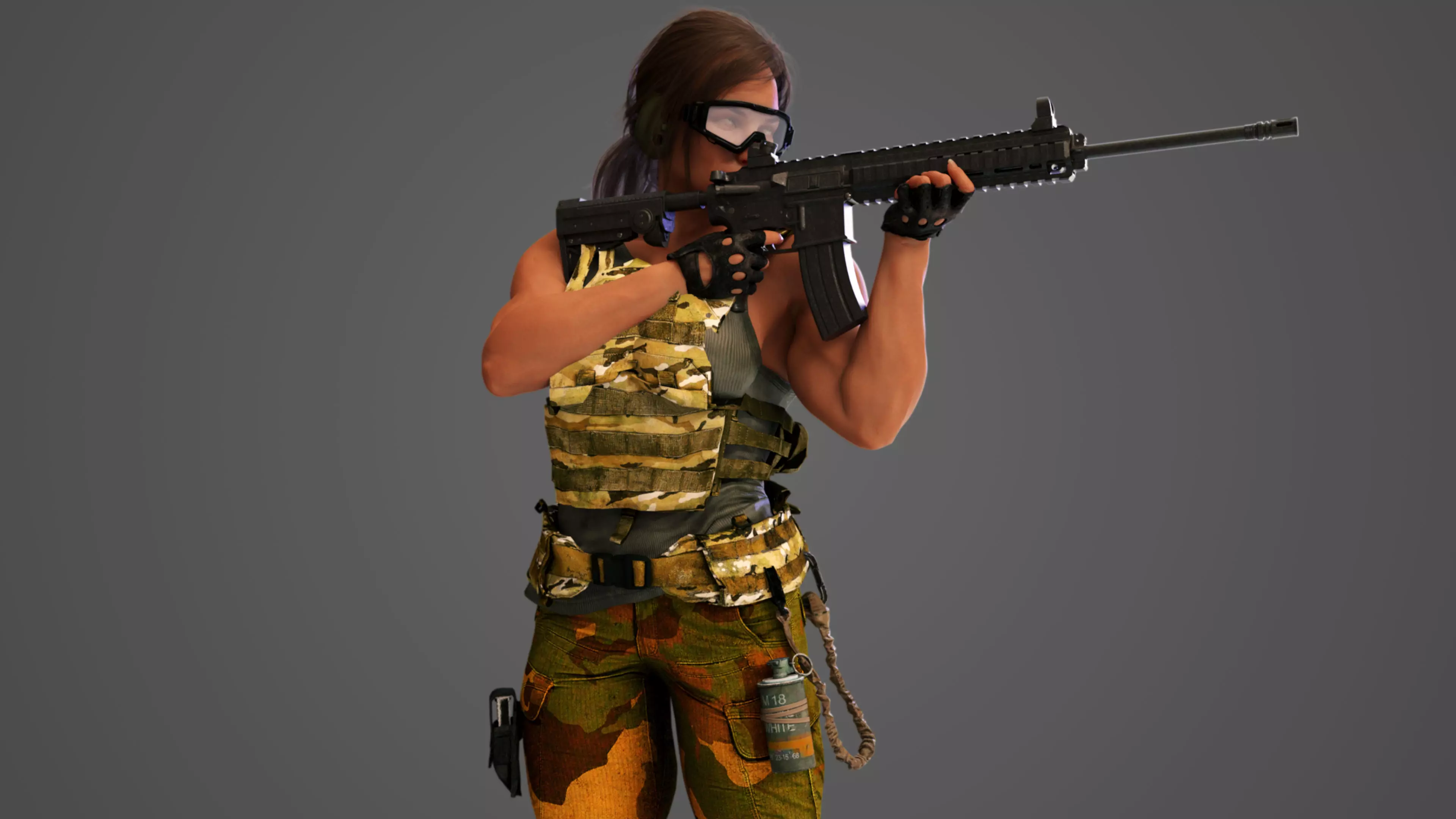Female Military Soldier 3D model_0