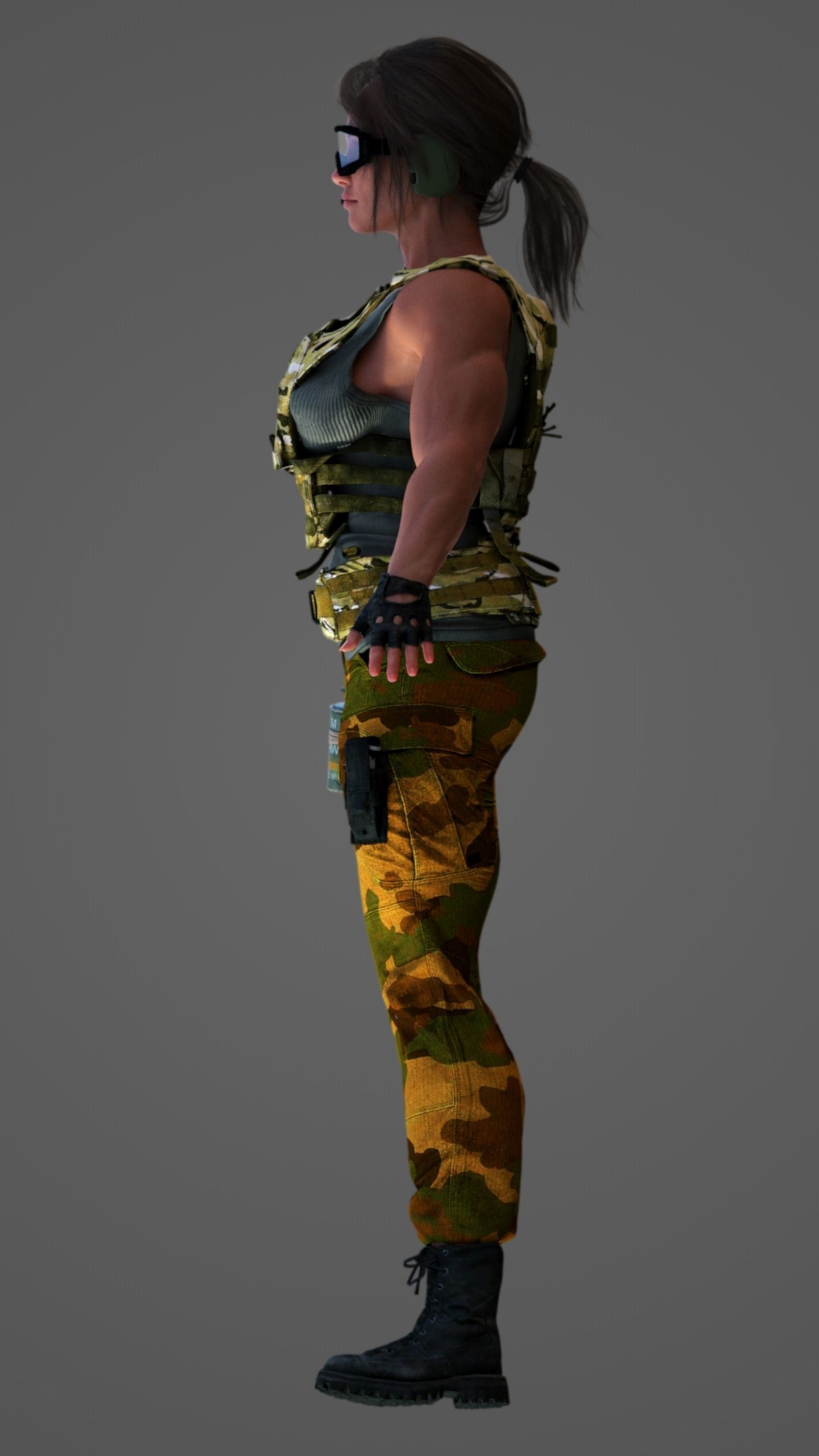 Female Military Soldier 3D model_6